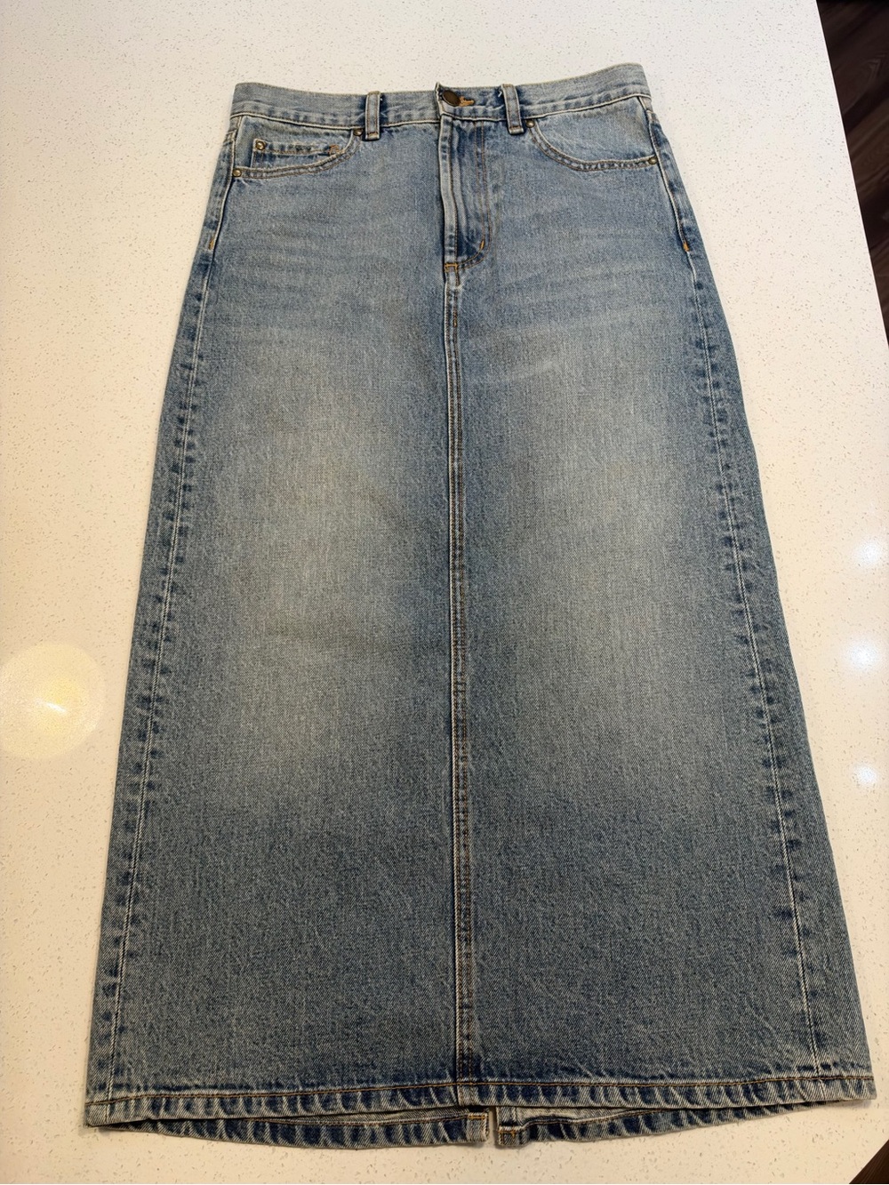 THE GREAT. Denim Midi Maxi Skirt Size 27 New/Never Worn